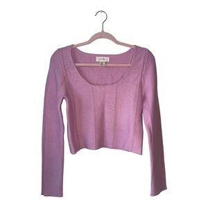 Jessica Simpson Woman’s Medium Pink Long Sleeve Scooped Neck Ripped Sweater